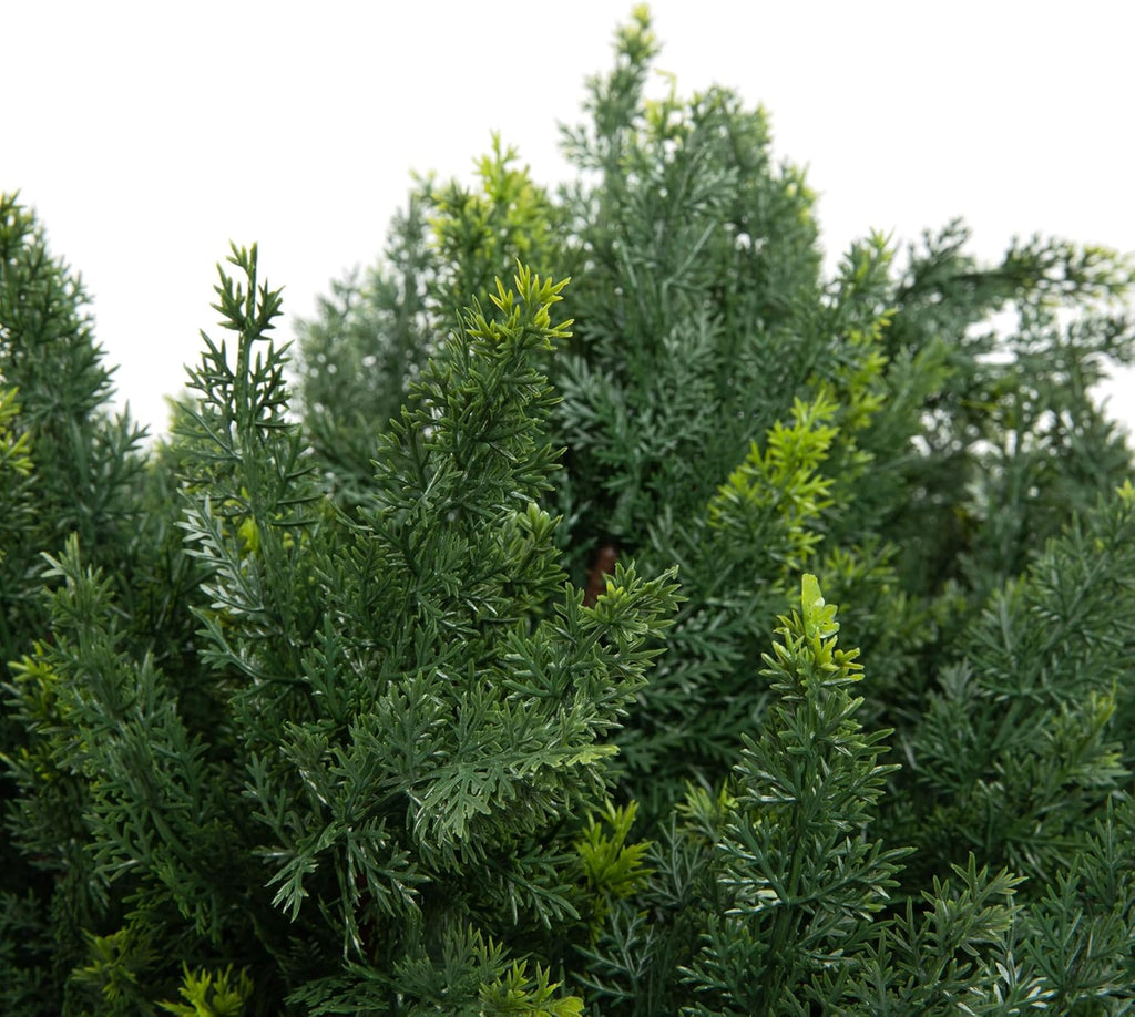 DRAY 16" Diameter Artificial Cypress Topiary – Set of 2 Faux Plants with Ground Spikes – UV-Resistant, Realistic Outdoor & Indoor Greenery – Weatherproof Garden Landscaping Décor