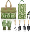 Colwelt Garden Tools Set, 8 Piece, Heavy Duty Gardening Tools with Wooden Handle, Including Garden Tote, Kneeling Pad, Gloves, Pruner, Trowel, Tulip Trowel, Cultivator - Gardening Gifts for Women Men