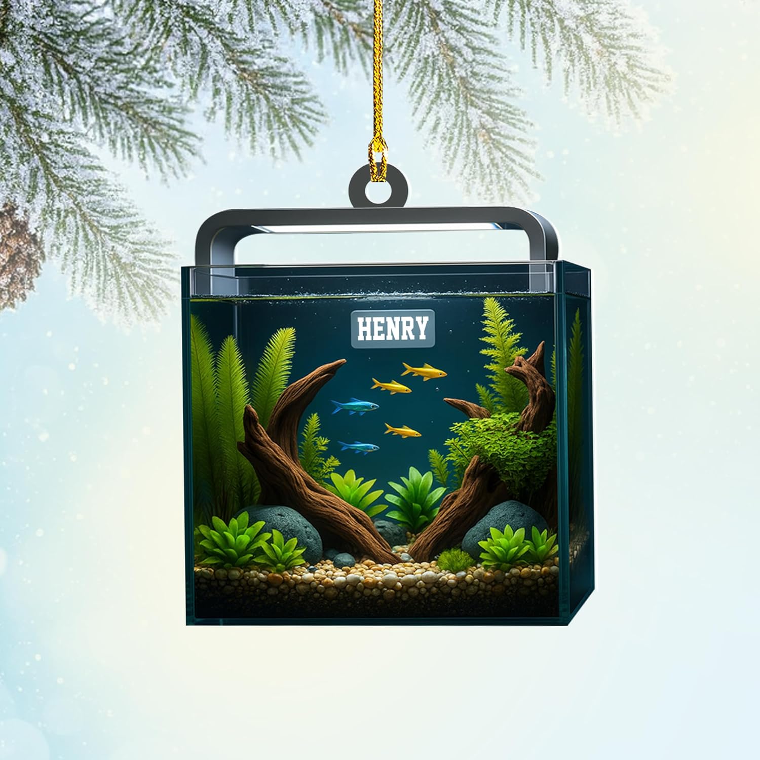 Personalized Aquarium Fish Tank Christmas Ornament 2025, Custom Name Clownfish Holiday Tree Decoration, Unique Keepsake Gift for Fish Lovers, Pet Owners, Kids, Aquarists (ON6)
