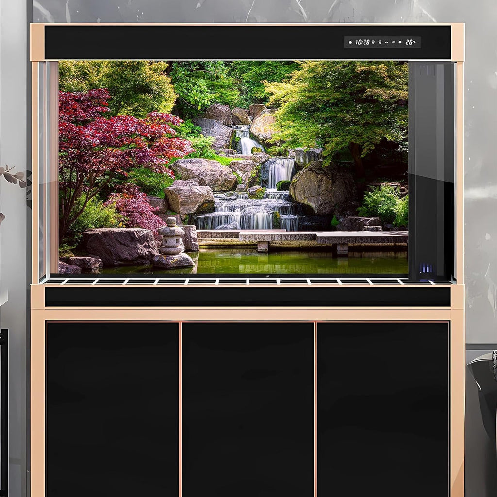 Waterfall Aquarium Background Kyoto Garden Style Terrarium Background Forest Huge Rocks Fish Tank Background Falls Stream River Aquarium Backdrop Waterfall Reptile Habitat Background 48x20in