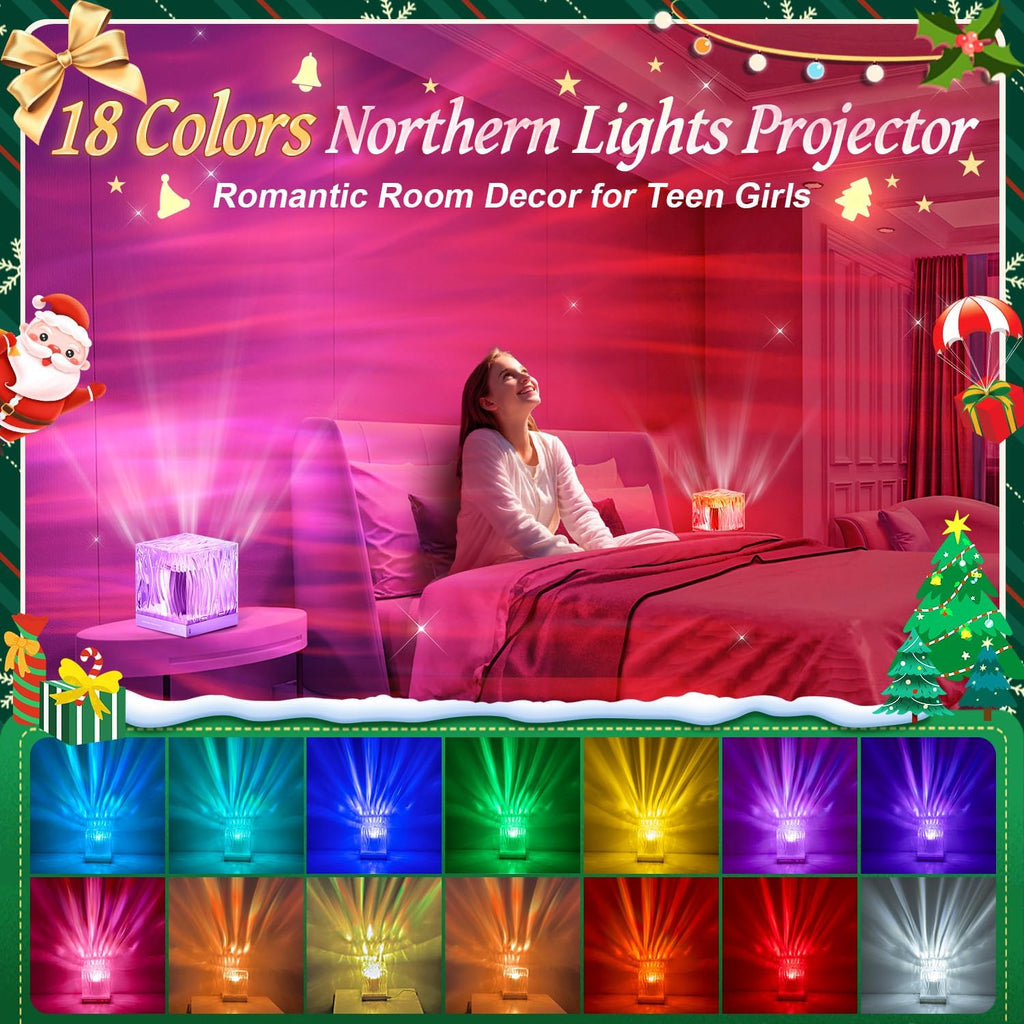 Christmas Gifts for Teens Northern Lights Projector,18 Color Gifts for Teen Boys Gifts for Teenage Girls,Remote Galaxy Projector for Bedroom Night Light for Kids Galaxy Light,Cute Room Decor Aesthetic