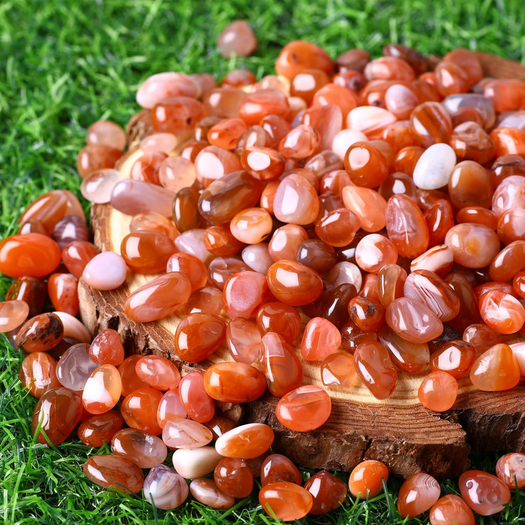 Polished Red Agate Crystals 0.62lb Natural Gemstones Crystal Bulk Tumbled Polished Stones Irregular Rocks Chakra Colorful Crystal Vase Filler Decoration Energy Reiki Beginners Birthday Gifts