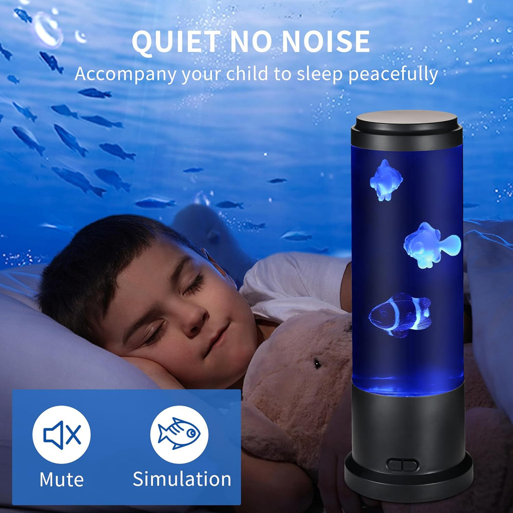 EDIER Fish Lamp with Moving Fish, 11-inch Fake Aquarium Tank Auto-Color Changing, USB Sensory Liquid Motion Lamp for Kids & Autism Stress Relief