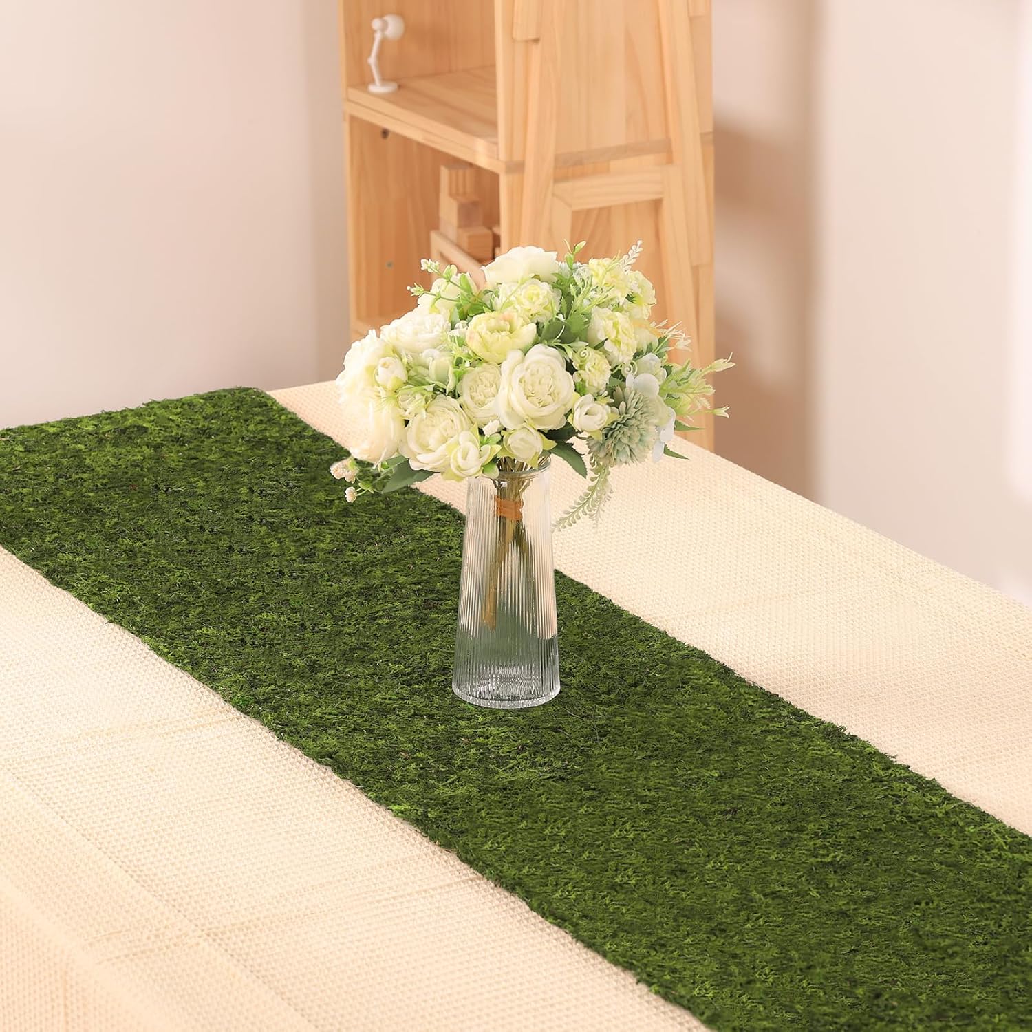 138'' x 16'' Dried Moss Roll for Crafts, Moss Table Runner, Preserved Green Mossy Sheet Mat for Wedding Party Table Woodland Garden Fairy Decor