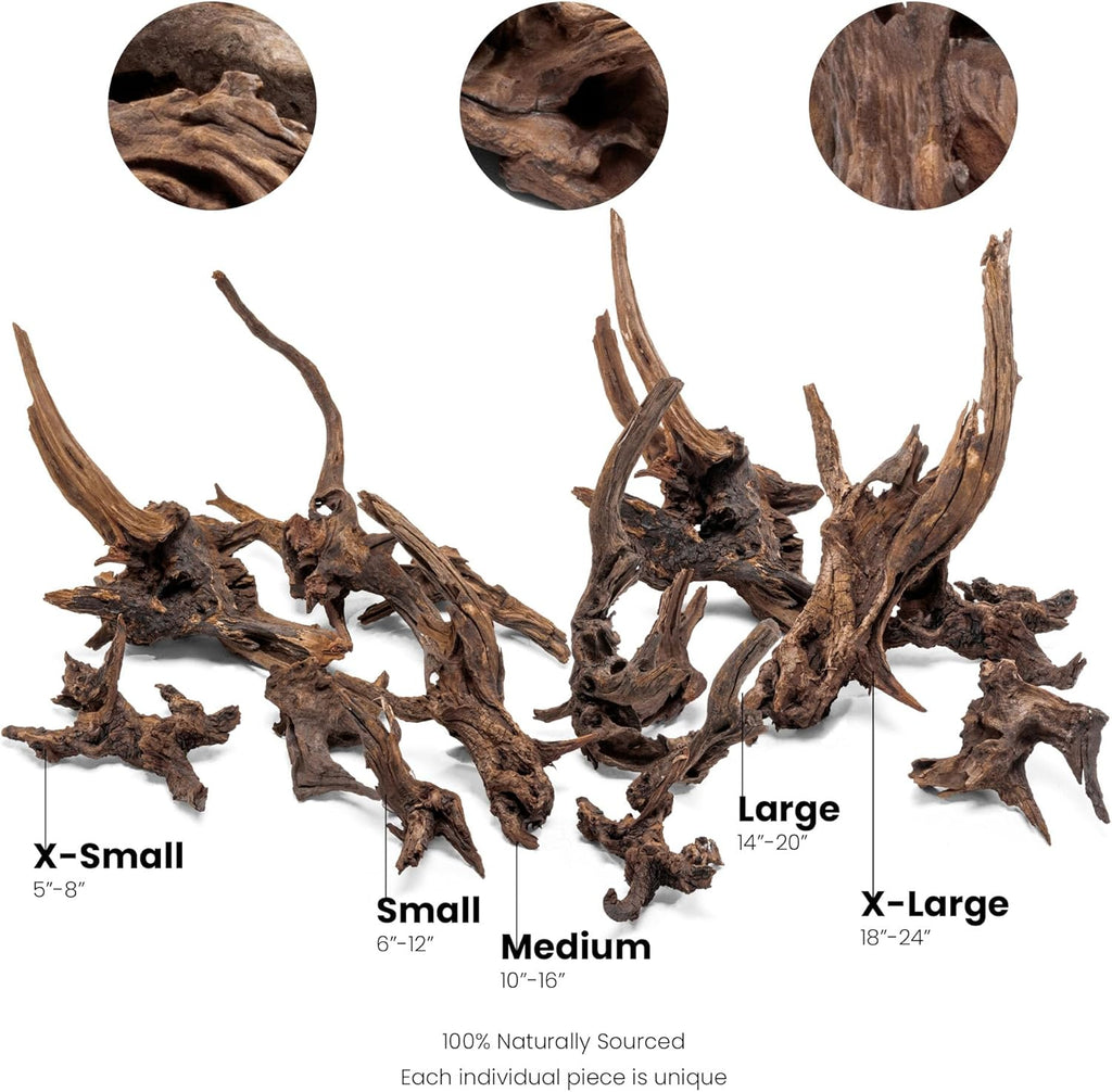 Ultum Nature Systems Driftwood - Pacific Drift Wood for Fish Tank, Planted Tank, Terriarium, Paludarium - Versatile Natural Driftwood Decor, Events Wood Centerpiece - Pacific Wood, XS 5-8", 5 Pack