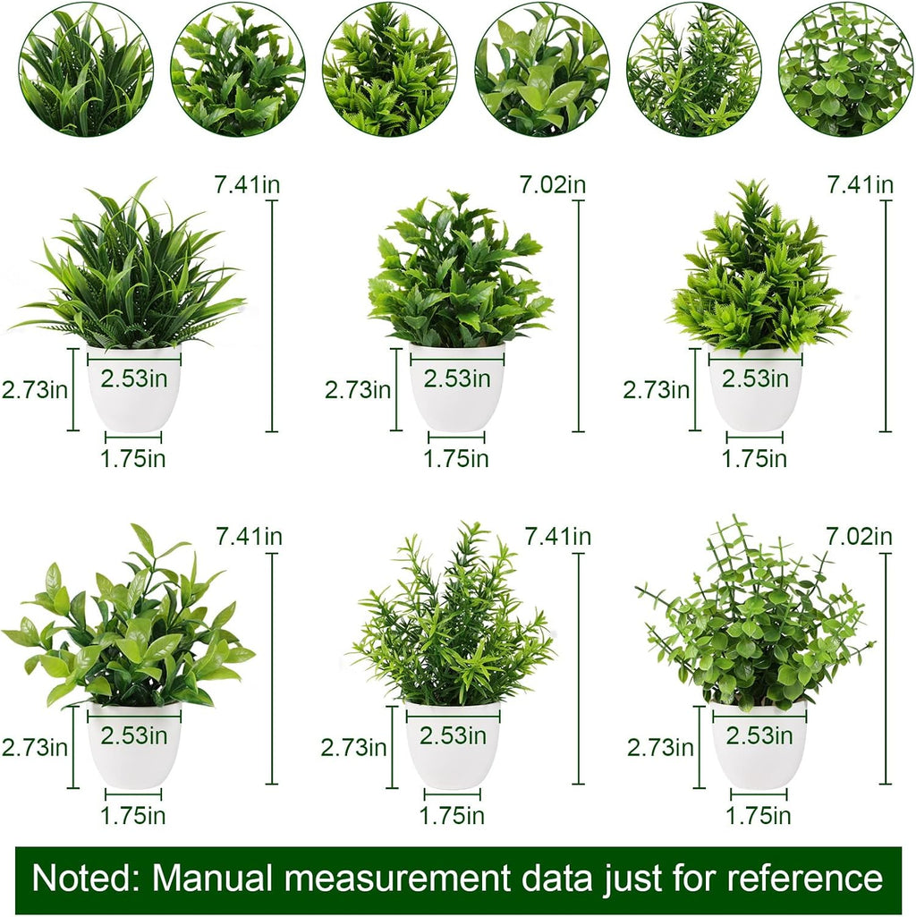 Artificial Plant 6PCS Small Fake Plant Greenery Potted Plant Cute Indoor Faux Plant Houes Office Table Desk Bathroom Decor Plants