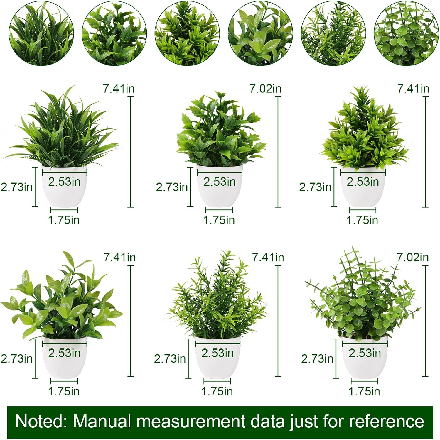 Artificial Plant 6PCS Small Fake Plant Greenery Potted Plant Cute Indoor Faux Plant Houes Office Table Desk Bathroom Decor Plants