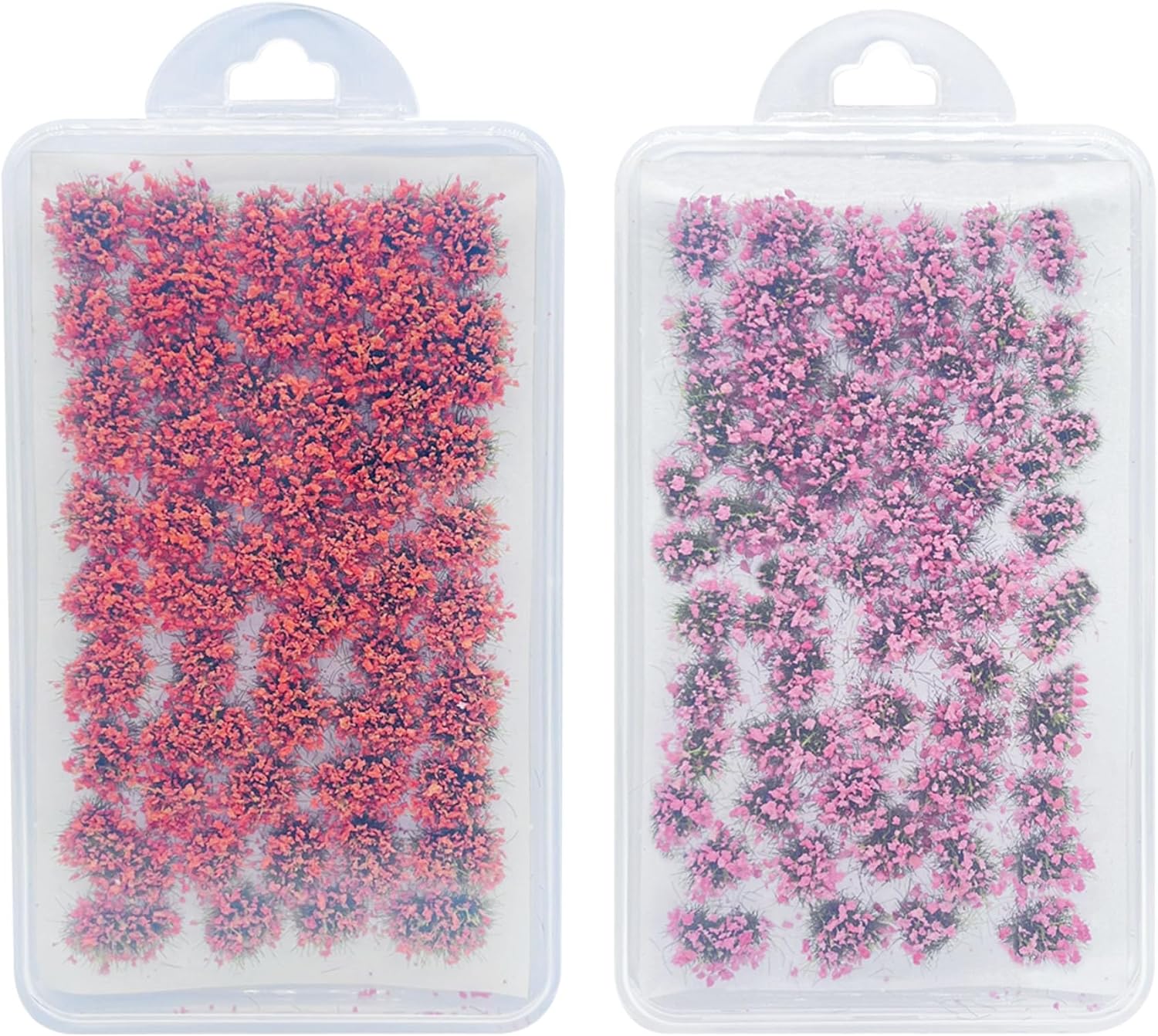 Woohome 106 Pcs DIY Miniature Colorful Flower Cluster Self Adhesive Flower Vegetation Groups Pink Orange Static Grass Tufts for Train Landscape Railroad Scenery Sand Military Layout Model