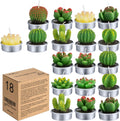 Cactus Tealight Candles(18 Pcs), Artificial Succulents Decorative Tea Light Candles,Perfect for Birthday Wedding Party Home Decor
