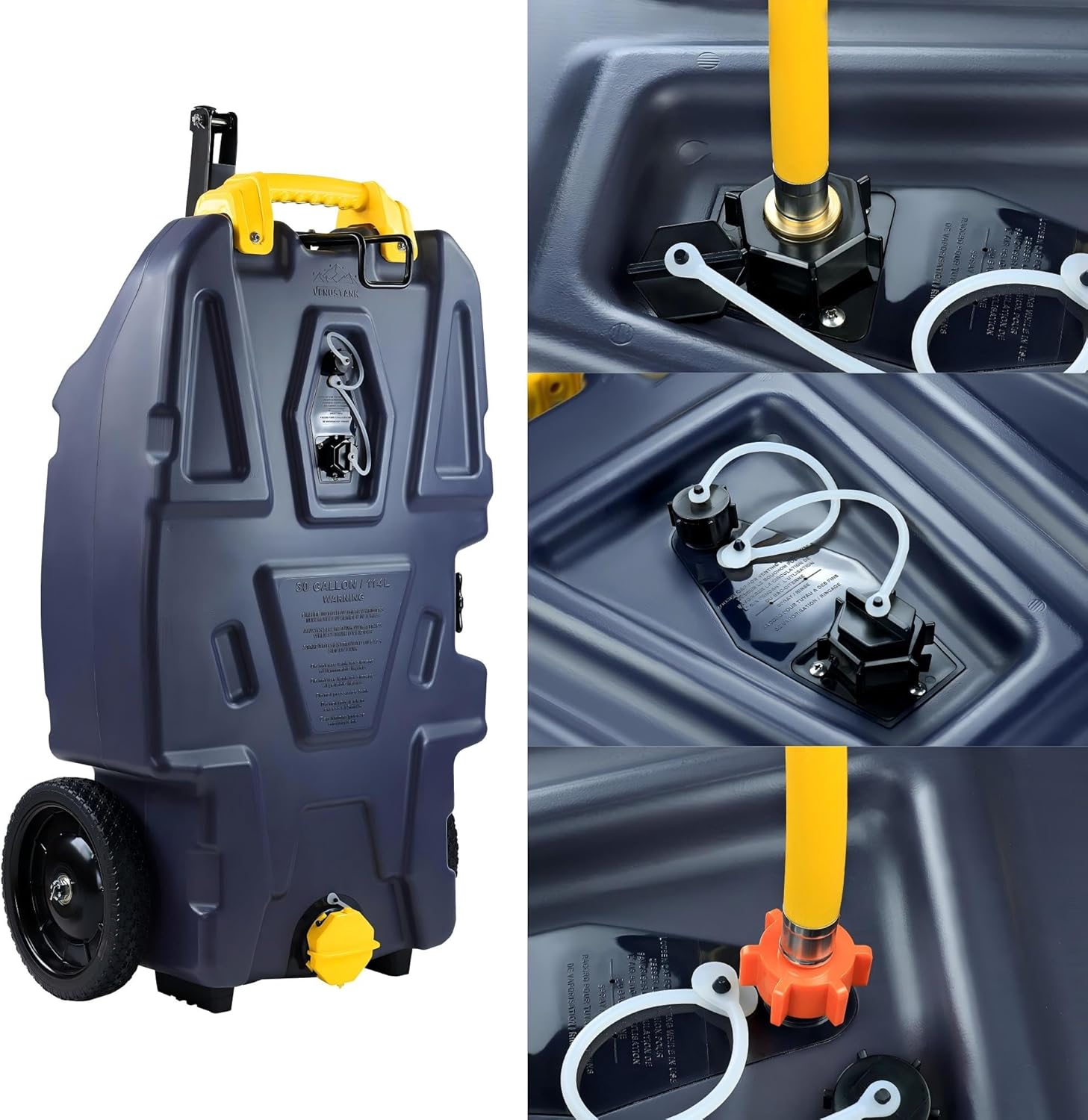30 Gallon RV Portable Waste Tank 4 Wheel Tote Tank