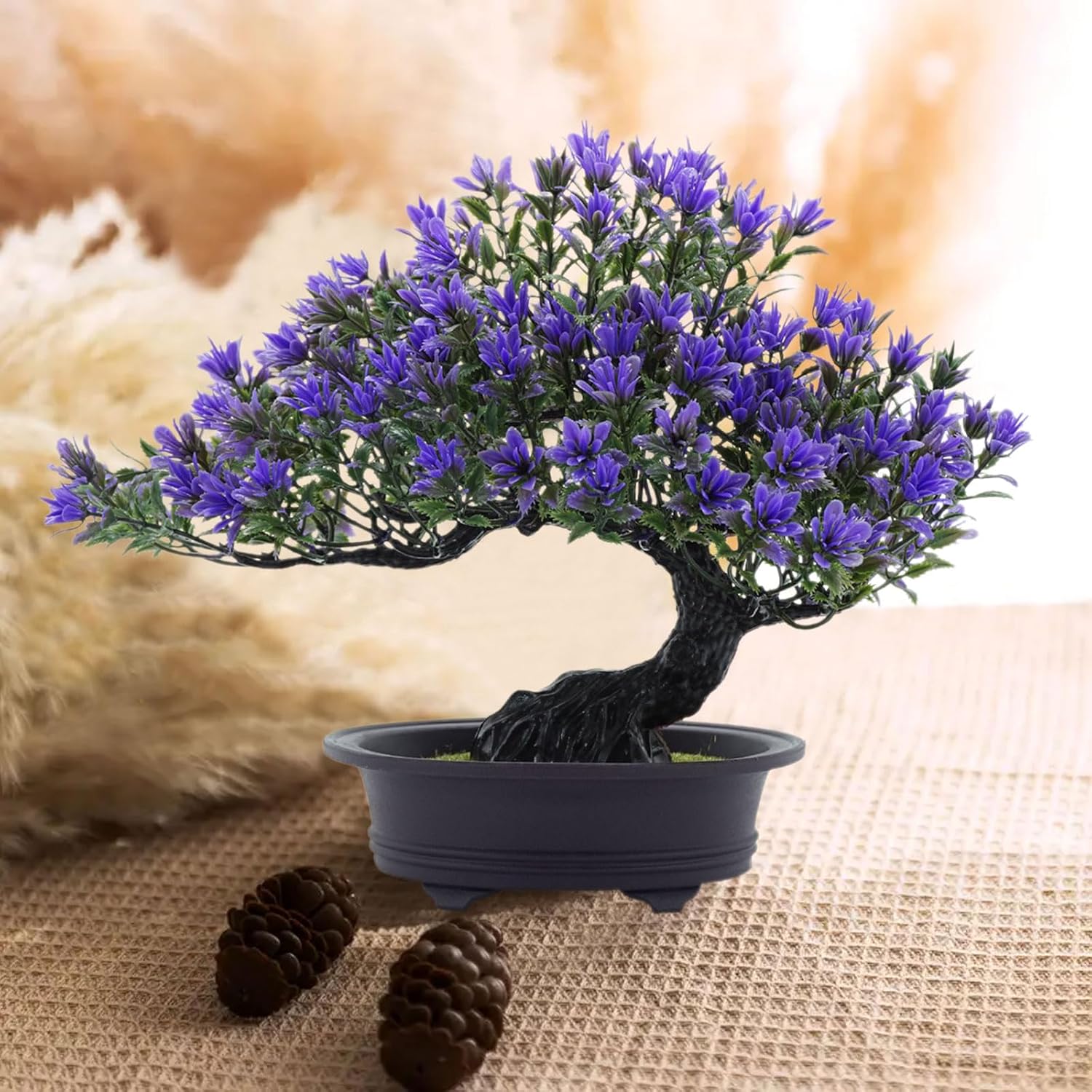 Artificial Plants Greenery Bonsai, Room Decor Fake Bonsai Tree for Home Decor Indoor Bookshelf Office Desk Bathroom Farmhouse Decor (Purple)