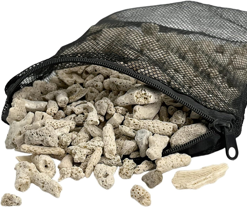 500g/1.1lb Crushed Coral for Freshwater Aquarium - Pre-Bagged pH Raising Filter Media, Reusable Coral Stones for Fish Tank & Pond Filter