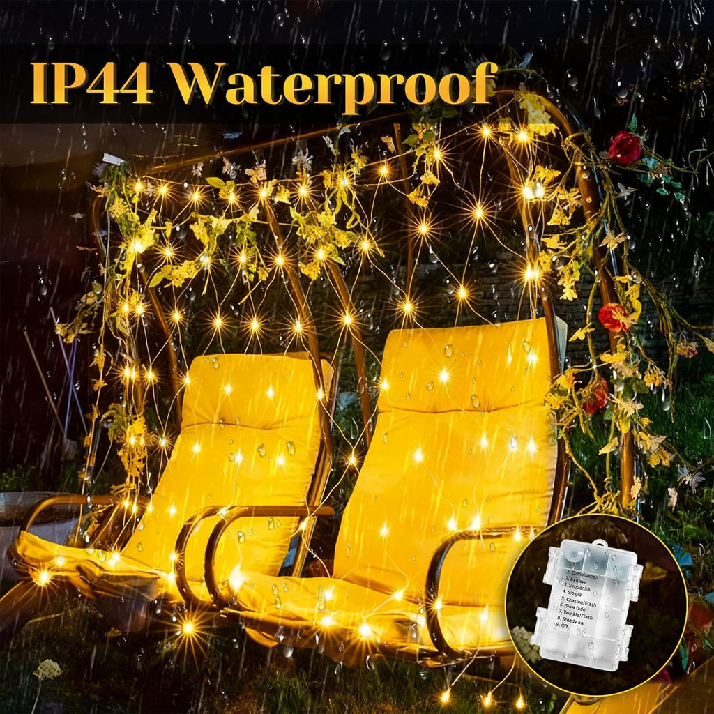 2Pack-400LED 134FT Fairy Lights Battery Operated with Remote，Waterproof String Lights for Indoor & Outdoor,8 Modes Christmas Lights for Christmas Tree,Bedroom, Party,Wedding Decor
