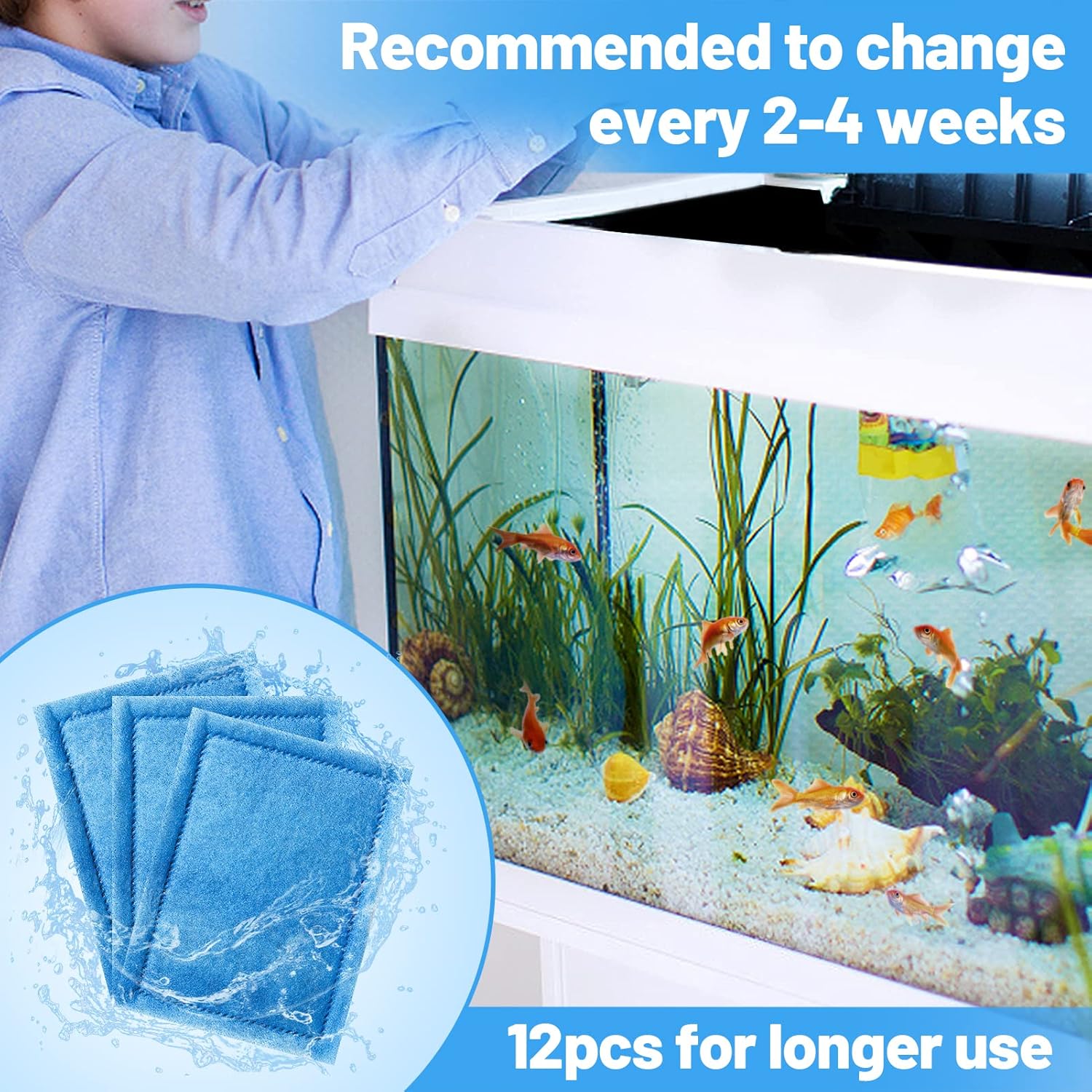 MEWTOGO 12 Pcs Aquarium Filter Replacement Cartridge Compatible with Aqua-Tech EZ-Change #2, Fish Tank Filters for 10-20 Power Filters
