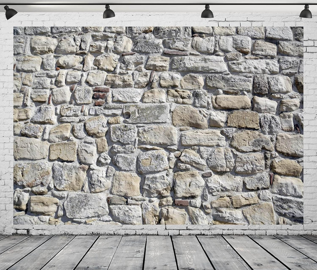 BELECO Vintage Brick Stone Wall Backdrop for Photography - 7x5ft Ancient Rock Wall Textured Background Wallpaper - Studio Booth Photo Props