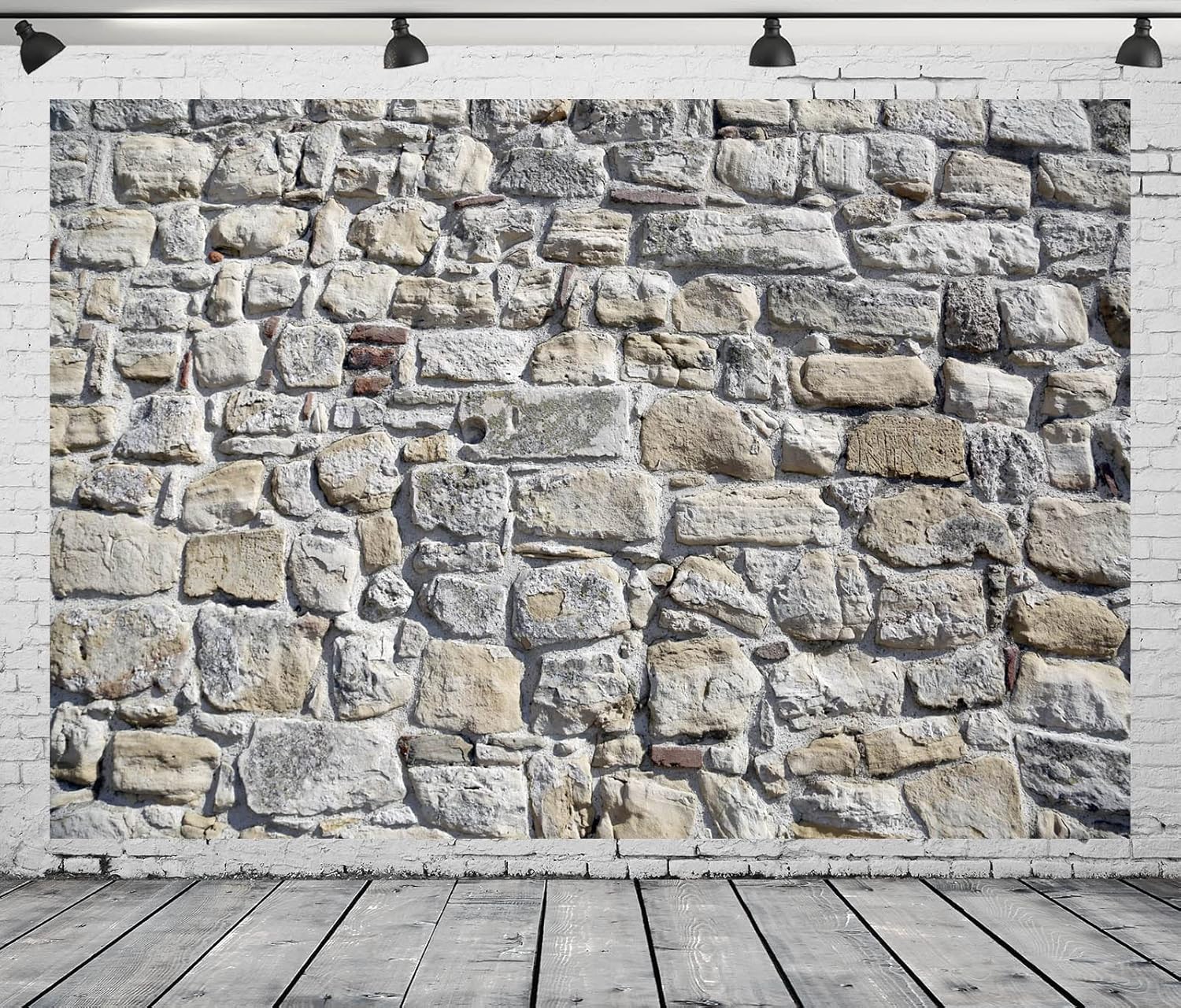 BELECO 8x6ft Fabric Vintage Brick Stone Wall Backdrop for Photography - Ancient Rock Textured Background Wallpaper for Birthday Party Decorations, Studio Booth Photo Props