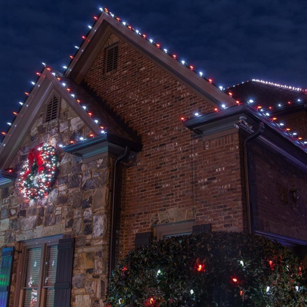 Dazzle Bright C9 Christmas String Lights, 100 LED 66 FT Waterproof Connectable Green Wire Fairy Lights, Christmas Lights for Indoor Outdoor Home Garden Yard Xmas Tree House Decorations (Red and White)