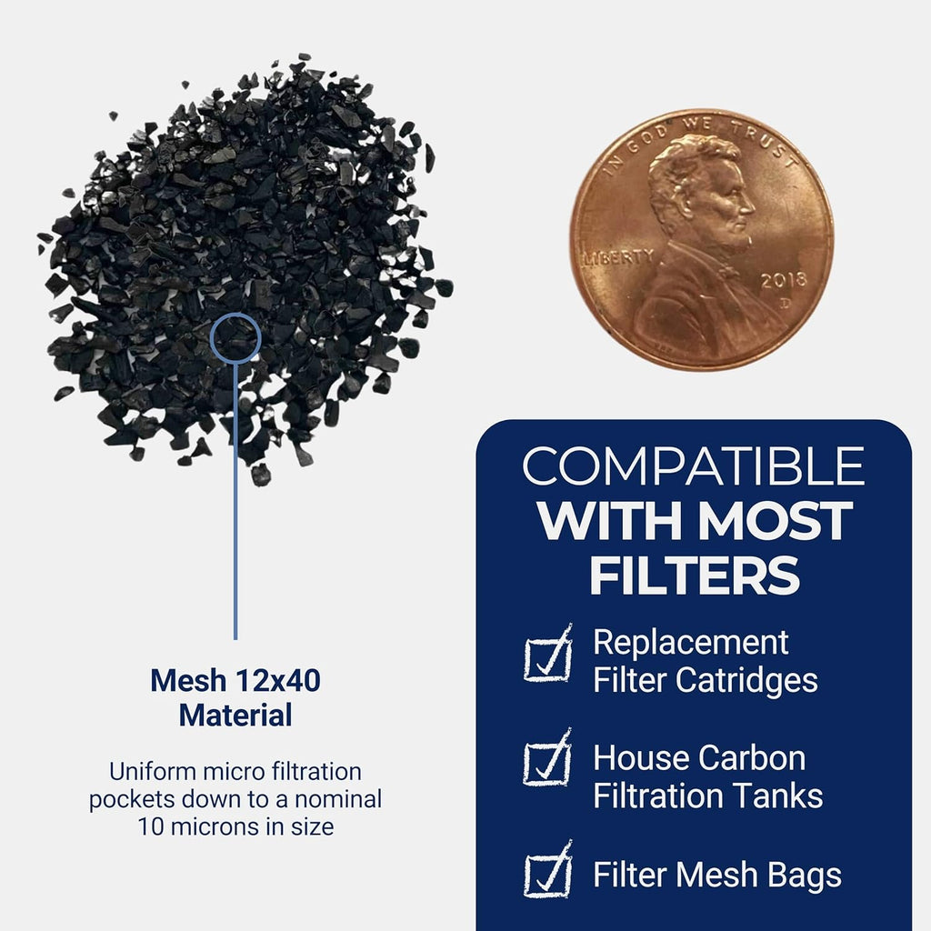 IPW Industries Bulk Activated Carbon - Coconut Shell Granular Activated Charcoal (GAC) for Water Filtration - Replacement Media for Pre and Post Carbon Water Filters (18 lbs)
