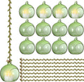 3.15'' Hanging Glass Tealight Holder Globe and 33ft 5mm Natural Jute Twine Ribbon with Artificial Leaves for Crafts, Hanging Glass Terrarium Containers for Wedding Party Tree Decoration