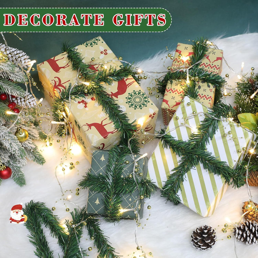 Zhengmy 30 Pcs 20 inch Christmas Garland Ties Artificial Pine Needles Flexible Pine Stems Twist Wired Tree Branches for Christmas Stairs Railing Banister DIY Craft Gift Wrapping