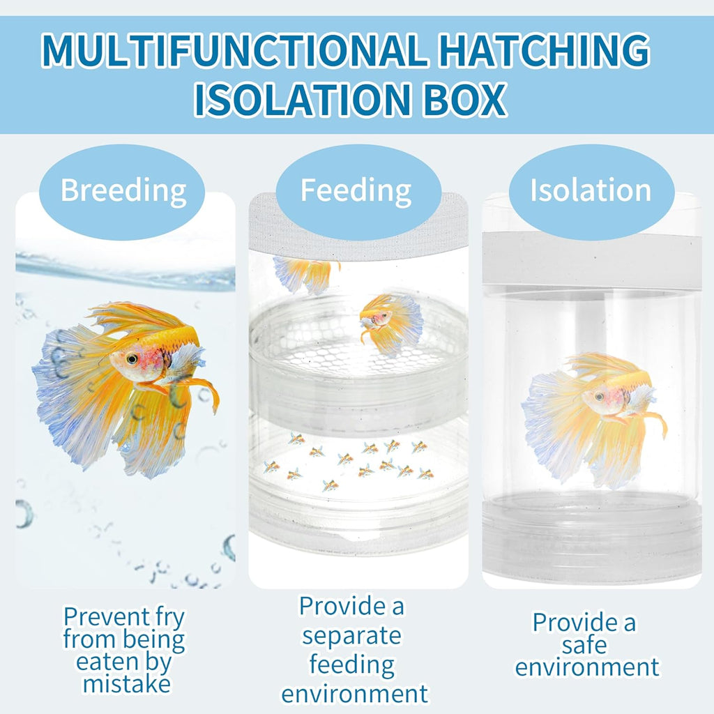 Suspensions Breeder Box, Floating Mesh Isolation Fish Tank Separator Set, Ideal for Aquatic Pets, Small, White, 1 Set