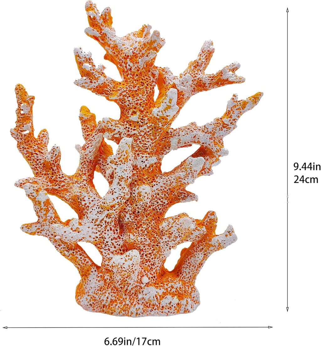 Beach Coastal Decor Coral Reef Home Decor Coral Statue Sculpture Home,Desk,Bathroom,Desktop Shelf Statue,Marine Themed Gifts (Golden Orange Coral)