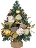 Mini Tabletop Christmas Tree with Ornaments Berries Bows, 19" Small Table Christmas Tree Ready to Use - Christmass Center Piece for Desk, Shelf, Mantel, Entryway, Xmas Tabletop Winter Holiday Decor