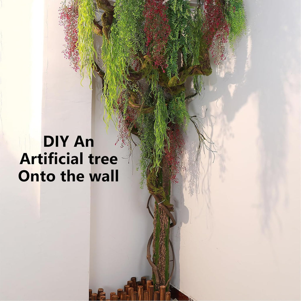 74.8" Large Fake Cherry Blossom Tree Artificial Branches Vine Room Door Wall Ceiling Hanging Plants Twigs Rattan Thick Trunk for Garden Wedding X'Mas Halloween Outdoor Jungle Decoration