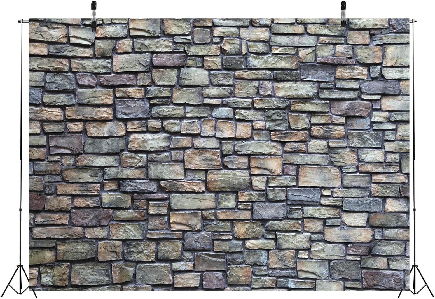 6x4ft Fabric Rustic Brick Wall Backdrop Retro Rustic Countryside Grunge Rock Stone Texture Photography Background Retro Wallpaper Birthday Holiday Party Banner Photo Studio Shoot Studio Props