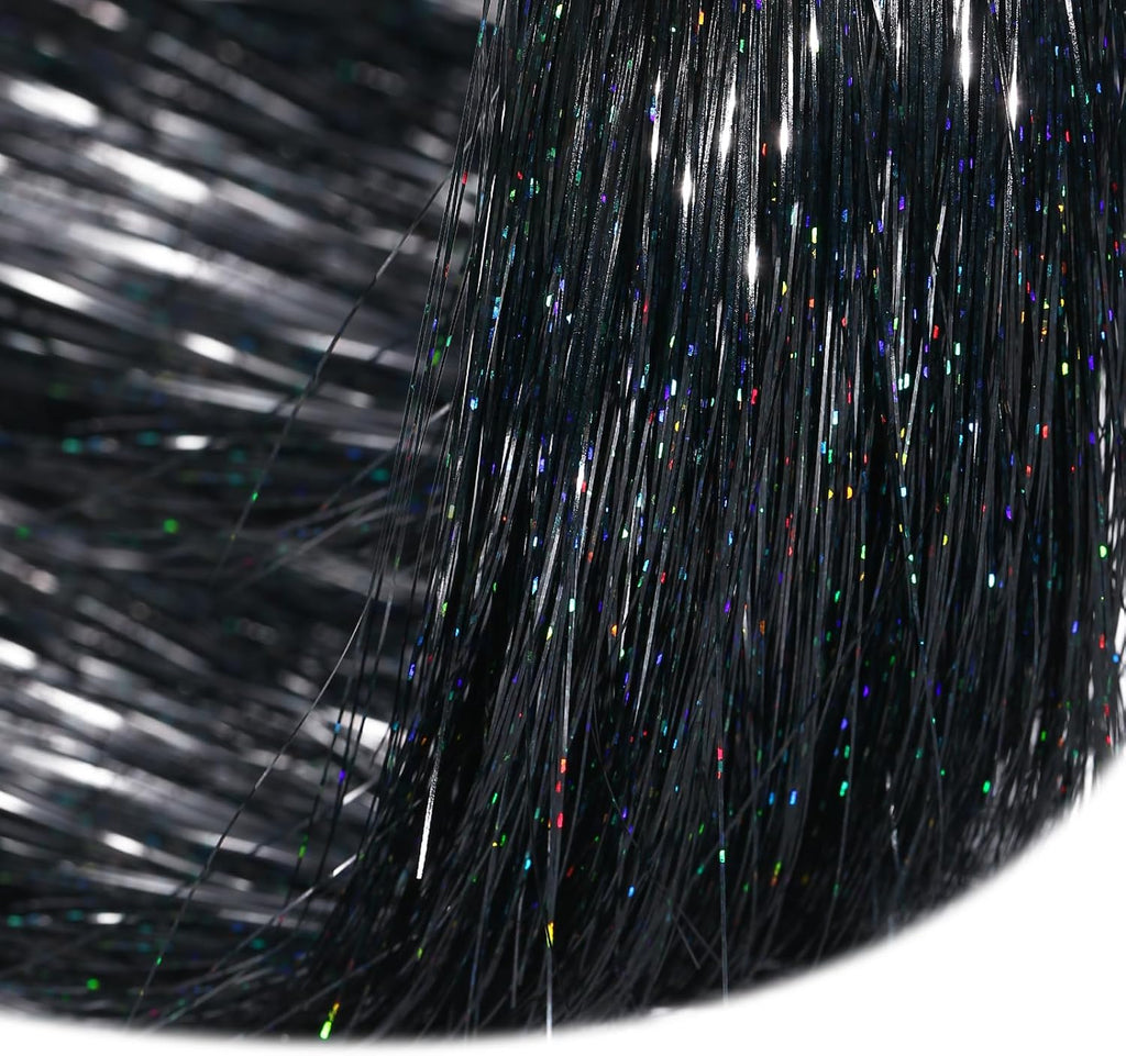 3000pcs Christmas Icicle Tinsel,18in Black Foil Fringe Tinsel Strand Icicle Tinsel Christmas Tree Tinsel for Christmas Holiday Decor Birthday Supplies