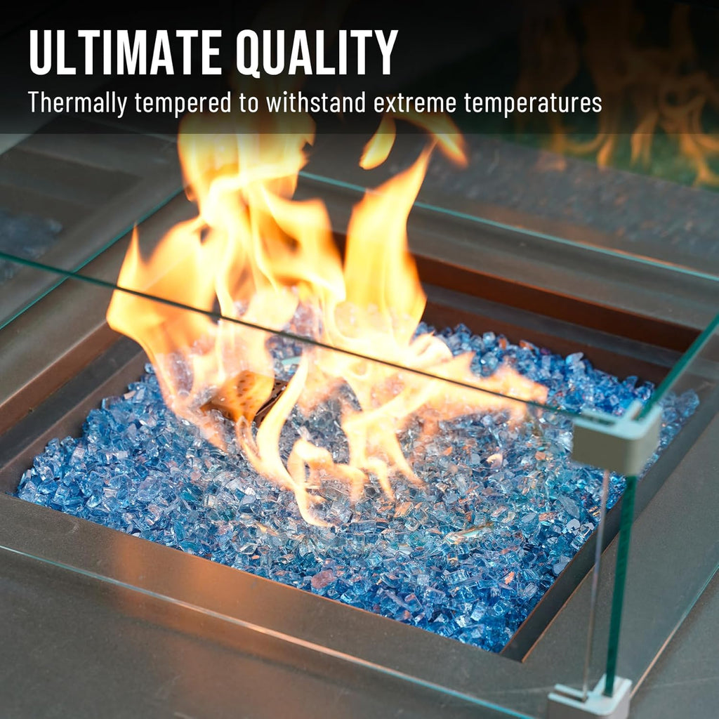 Skyflame High Luster 10-Pound Regular Fire Glass for Fire Pit Fireplace Garden Landscaping Pacific Blue 1/4" Size