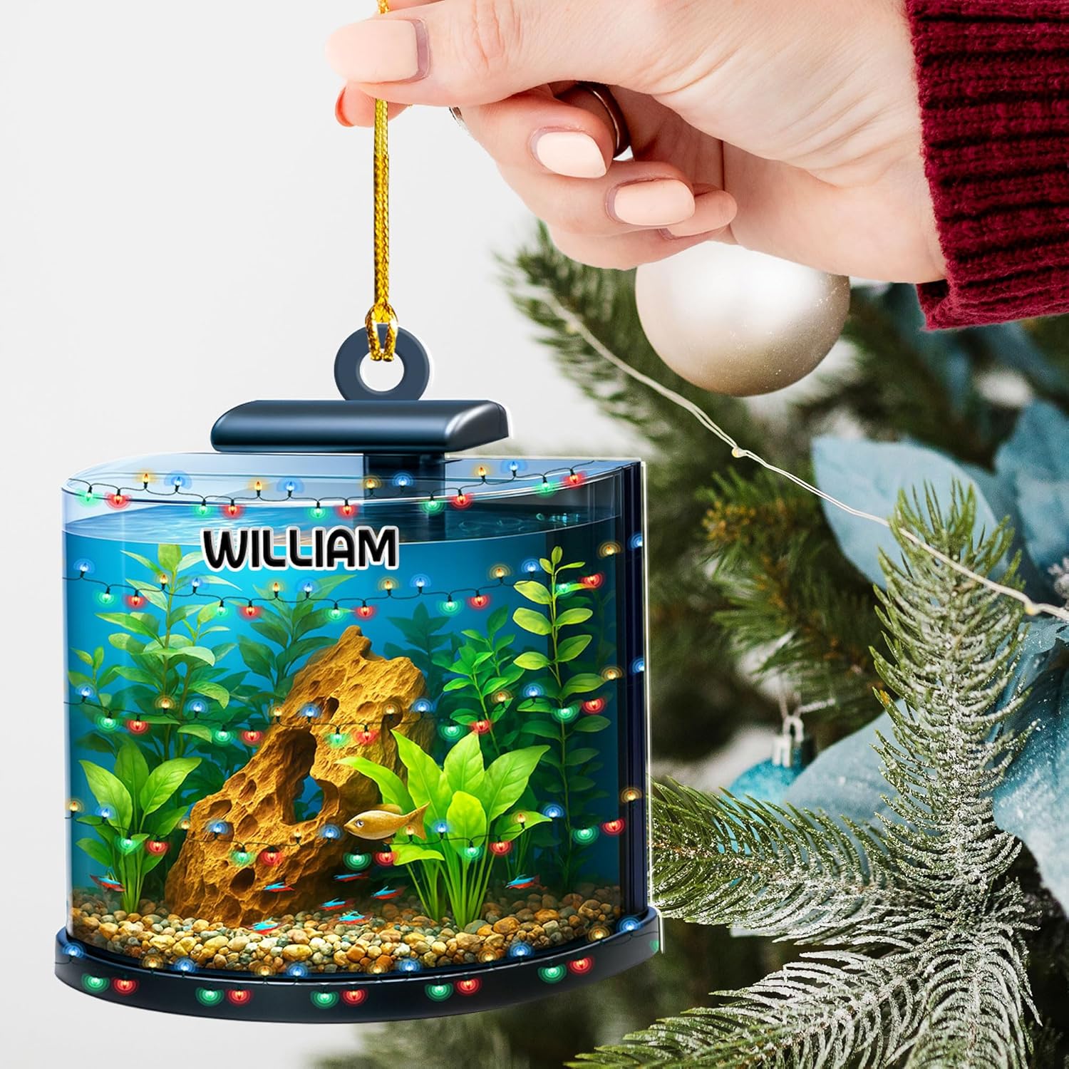 Personalized Aquarium Fish Tank Ornament, Fishes Christmas Ornament, Underwater Aquarium Ornament, Aquarium Decorations for Fish Tank, Gift for Ocean Lovers, Scuba Divers (FT6)
