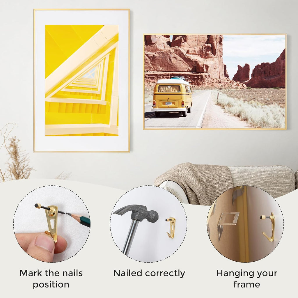 20x30 Metal Picture Frame with 16x24 Mat, Brushed Aluminum Finish, Tempered Glass Front, and Attached Hanging Hardware - Versatile Wall Display Frames for Vertical or Horizontal Orientation(Rose Gold,