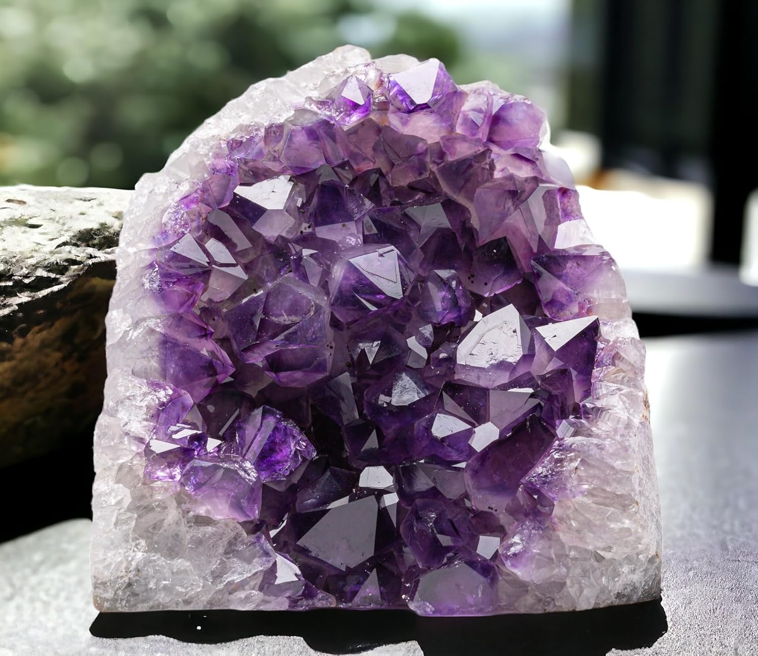 Natural Amethyst (0.5 lb to 1 lb) - 3" to 4.5" Height - Crystal Clusters Stone from Uruguay Raw Geode Quartz - Deep Purple Color