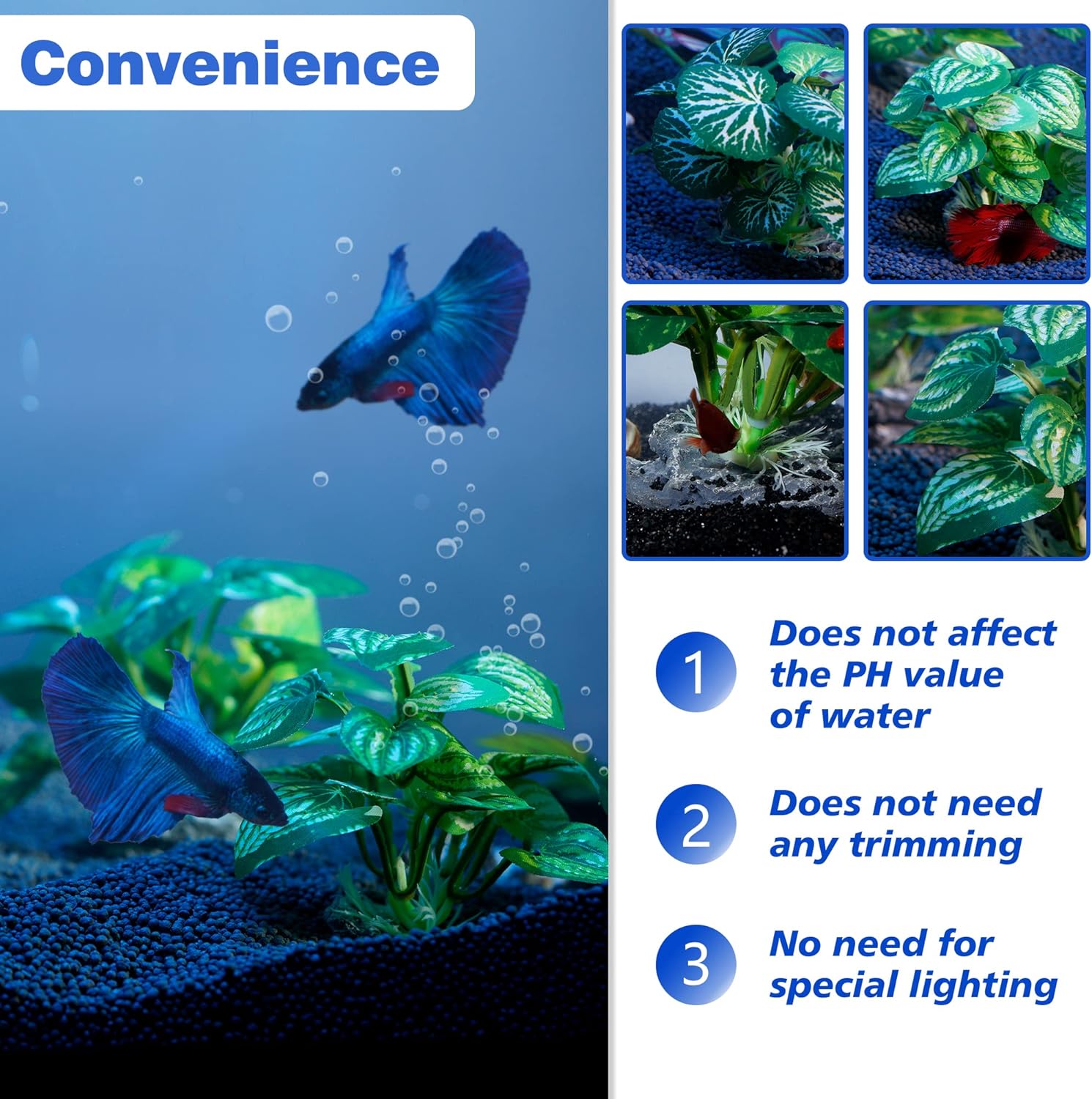 Ameliade Aquarium Plants Fish Tank Decorations Betta Silk Leaf Pad Hammock Cichlid Hides Decor Small Fish Bowl Accessories Ornaments Turtle Reptiles Axolotl Artificial Plants (3 PCS)