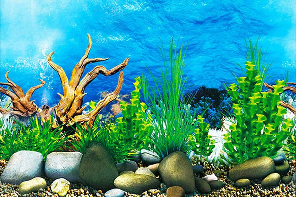 ELEBOX Aquarium Background Sticker Paper 3D Double-Sided Wallpaper Fish Tank Decorative Pictures Underwater Backdrop Image Decor 16"x 40"