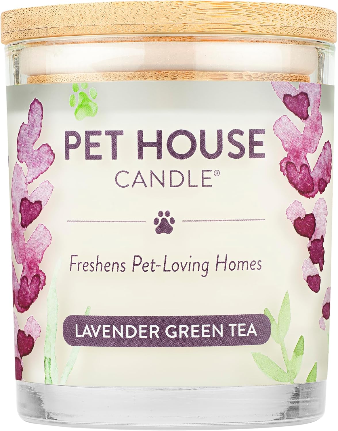 Pet House Lavender Candle Clean Burning, Long Lasting Pet Odor Candle for Home - Lavender Green Tea