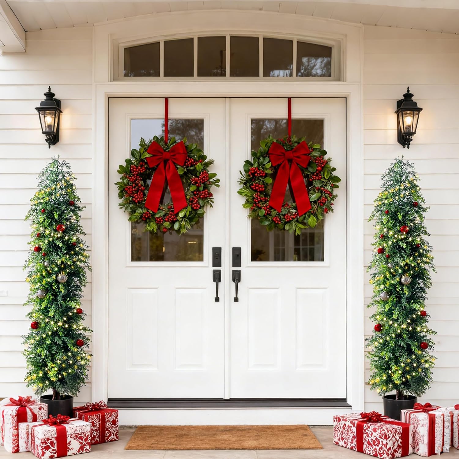 2PCS 5ft Artificial Norfolk Pine Tree Artificial Christmas Tree Premium Pine Xmas Tree Branch Tip Easy Setup, Artificial Pencil Realistic Pine Needles Realistic Holiday Party Decor