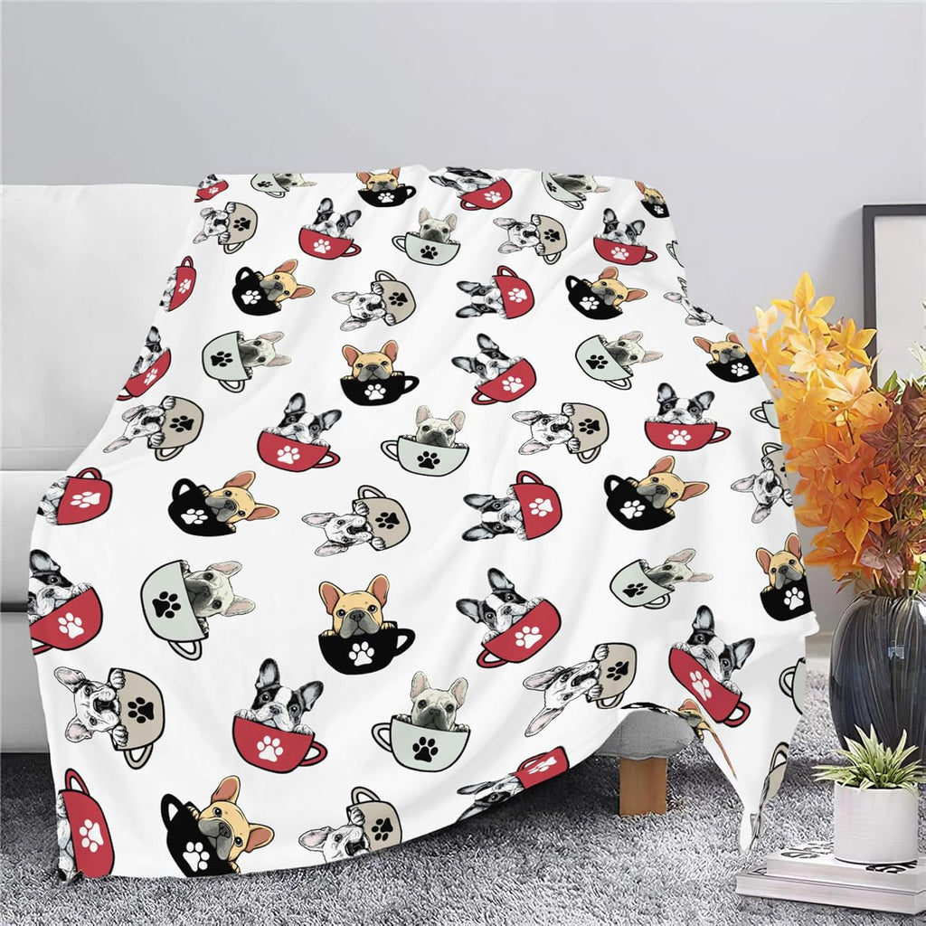 Boston Terrier Throw Blanket French Bulldog Frenchie Puppy Stuff Gifts for Dog Lover Kids Girls Boys Adults Women Men Soft Cozy Warm Plush Fluffy Fuzzy Fleece Blanket Decor 50''X60''