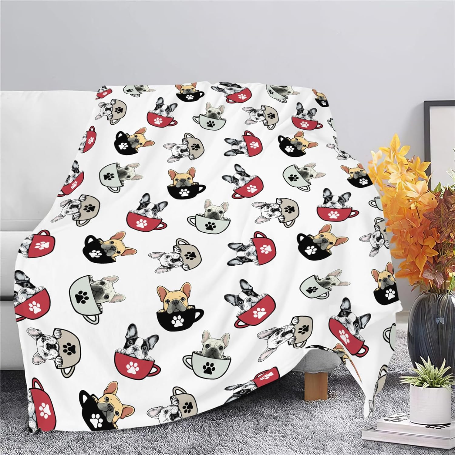 Boston Terrier Throw Blanket French Bulldog Frenchie Puppy Stuff Gifts for Dog Lover Kids Girls Boys Adults Women Men Soft Cozy Warm Plush Fluffy Fuzzy Fleece Blanket Decor 50''X60''