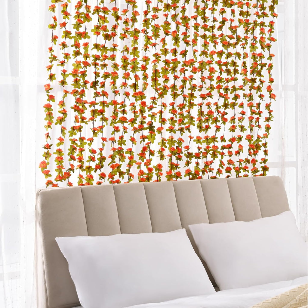 BLEUM CADE 5Pcs 41Ft Flowers Garland Artificial Rose Vines for Bedroom, Cute Fake Hanging Flower Vines Floral Garland Decorations for Wedding Party Wall Room Decor Aesthetic