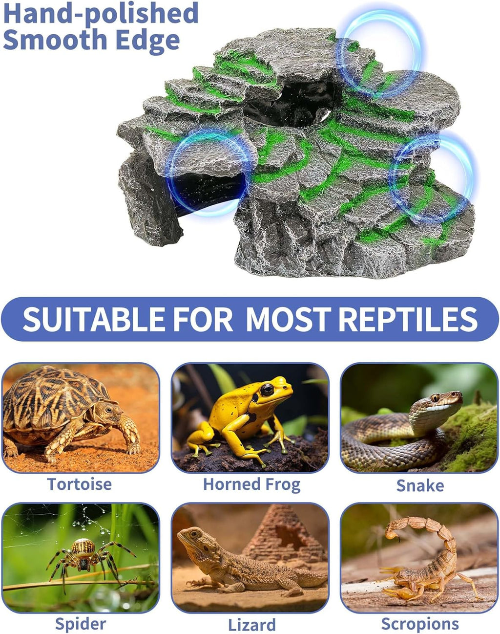 Turtle Basking Platform Turtle Tank Decoration for Aquariums & Terrarium, Turtle, Lizard, Reptile Habitat Hideout (Black)