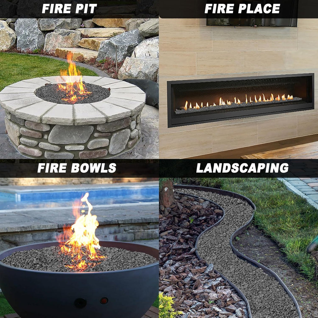 Skyflame 10LB Lava Rocks for Fire Pits, Fire Tables, Fireplaces, Garden Landscaping Decoration, Indoor and Outdoor Use, 1/10"-1/5" Natural Sizes, Black Earth