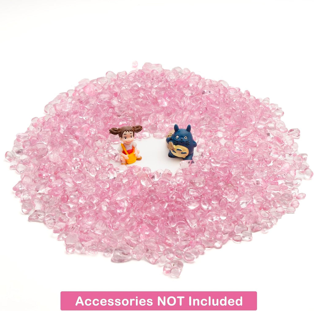 WAYBER Glass Stones, 1Lb/460g Irregular Sea Glass Dercorative Rocks Non-Toxic Artificial Crystal Pebbles for Aquarium Decoration/Vase Filler/Table Scatter/Handcraft/Jewelry Making/Gems Display, Pink