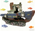 Lifelike Pirate Ship Aquarium Decor, Large Resin Shipwreck Ornament, Perfect Fish Tank Decoration