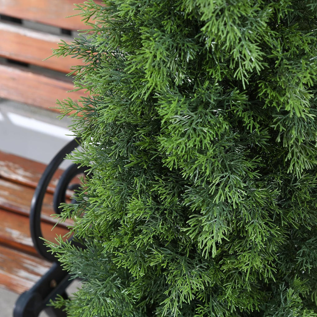 LOMANTO Outdoor Artificial Topiary Cedar Tree 2Pack Fake Tree 5Ft UV Rated Potted Plants for Porch Decor Faux Pine Plant for Housewarming