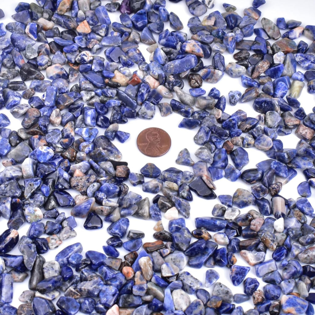 Polished Sodalite Crystal Chips 200 Pcs - 0.3" 10 oz Tumbled Stone Chips Crushed Sea Glass Stones Healing Reiki Crystal Jewelry Making Home Decoration
