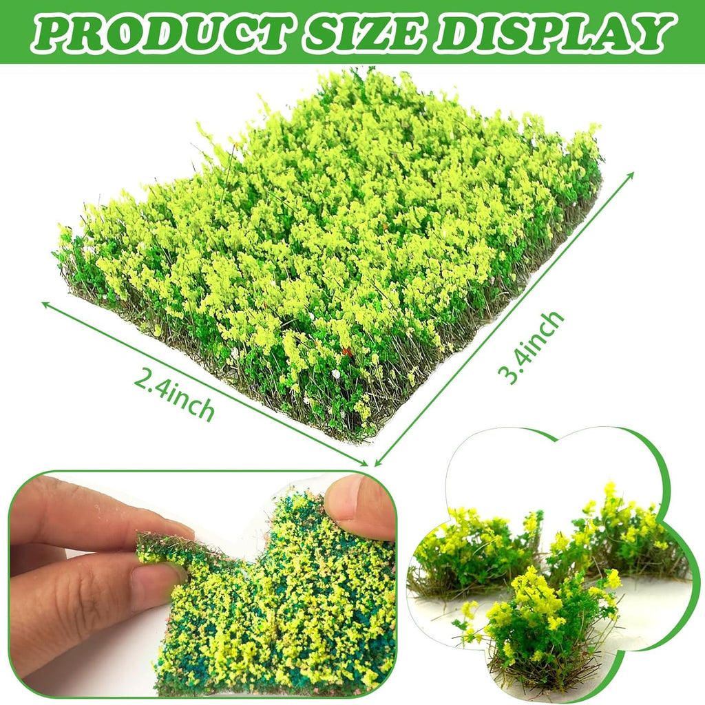 Warmtree Hand Torn Model Grass Tufts Flower Cluster for Miniature Scenery Applicable for N & HO Scale for Train Layouts,Diorama Supplies,and Architectural Models (Yellow)