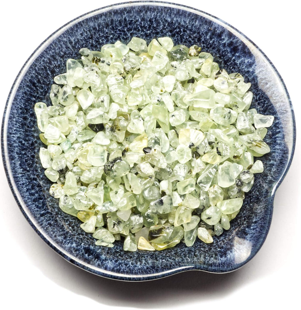 Cherry Tree Collection 1/2 Pound Polished Tumbled Gemstone Chips, Pebbles, Crystal Chips Bulk for Jewelry Making, Healing, Plants, Succulents, Aquariums, Decoration, Chakra (Prehnite)