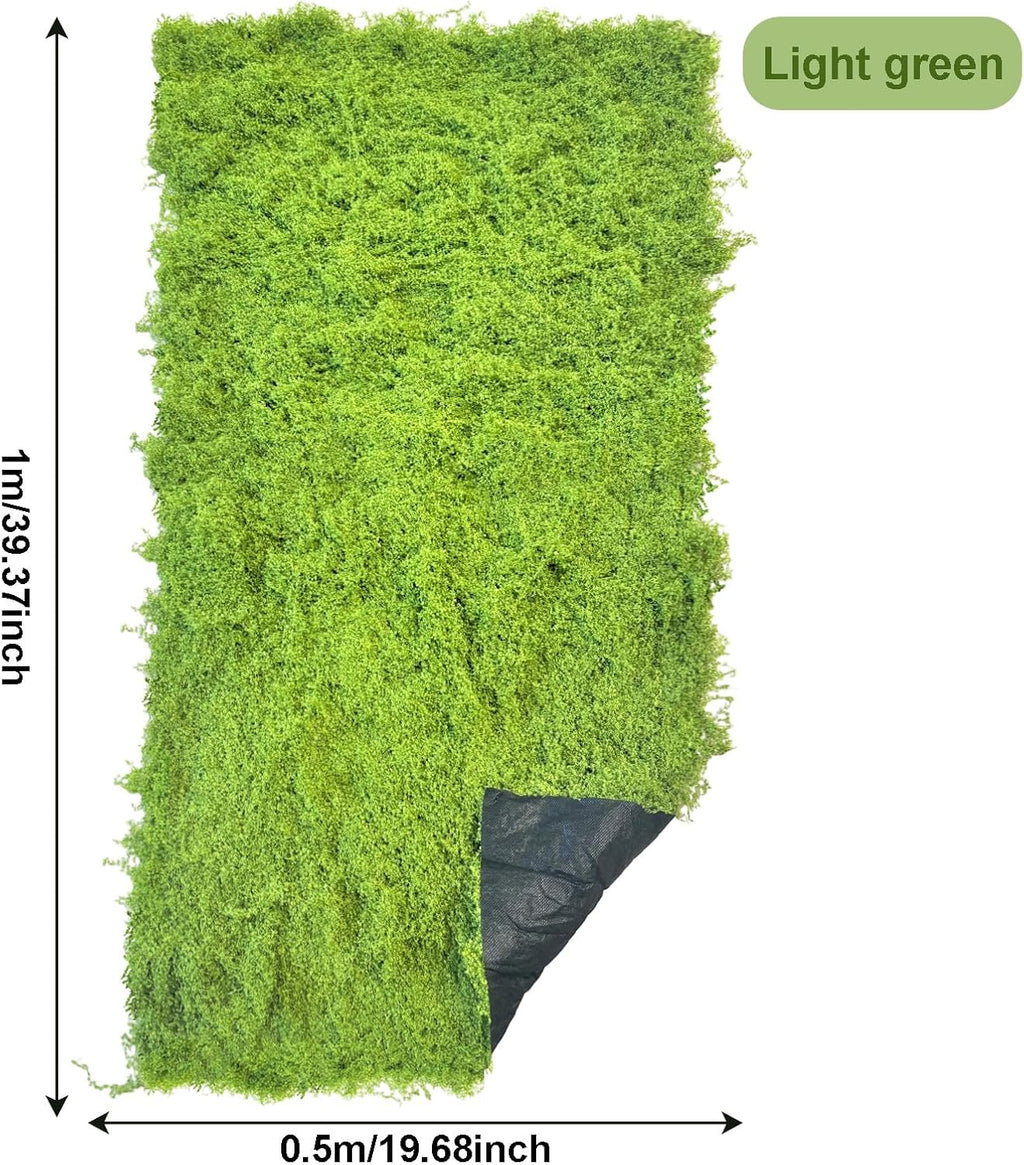 Artificial Green Moss Mat for Decoration Carpet Grass Wall, 19.68 * 39.37 inch Natural Decorative for Plants Indoor with Base Fabric, Preserved Moss Mat for Wedding, Floral DIY